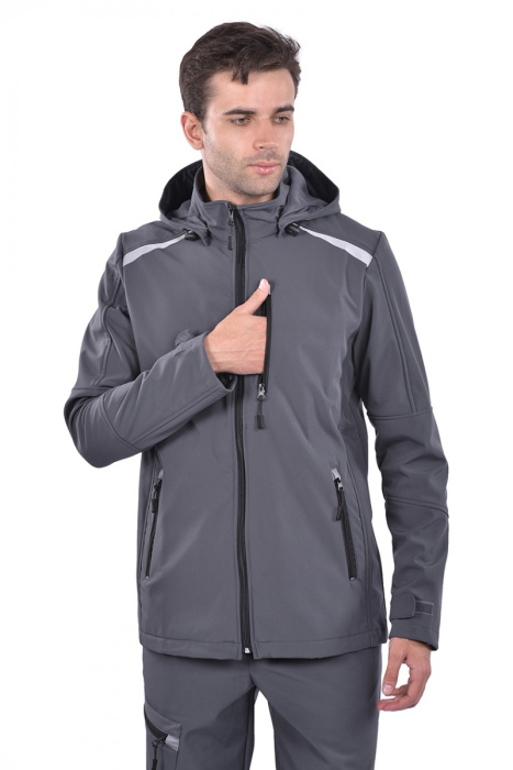 Толстовка «КУР 854.1» софтшелл флис-мембрана серая